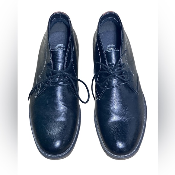 Men’s Casual Dress Shoe Chukka Boot Black Tan Accent on Back Size 8 Gently Worn - Picture 2 of 12